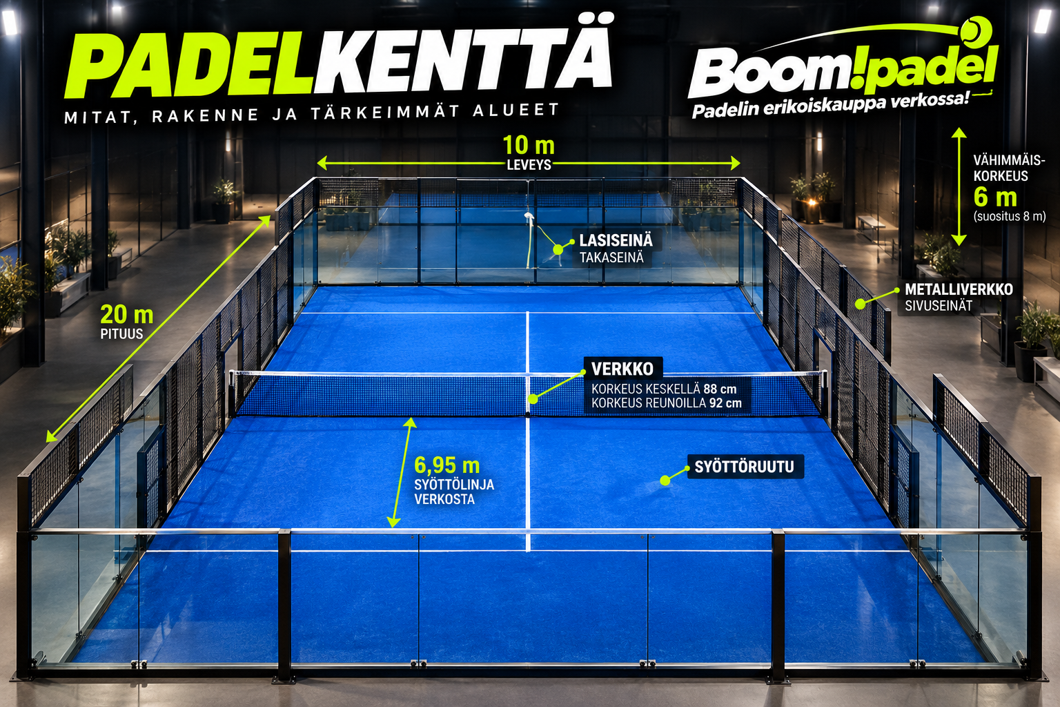 Padelkenttä – mitat, säännöt ja pelaaminen | Boompadel