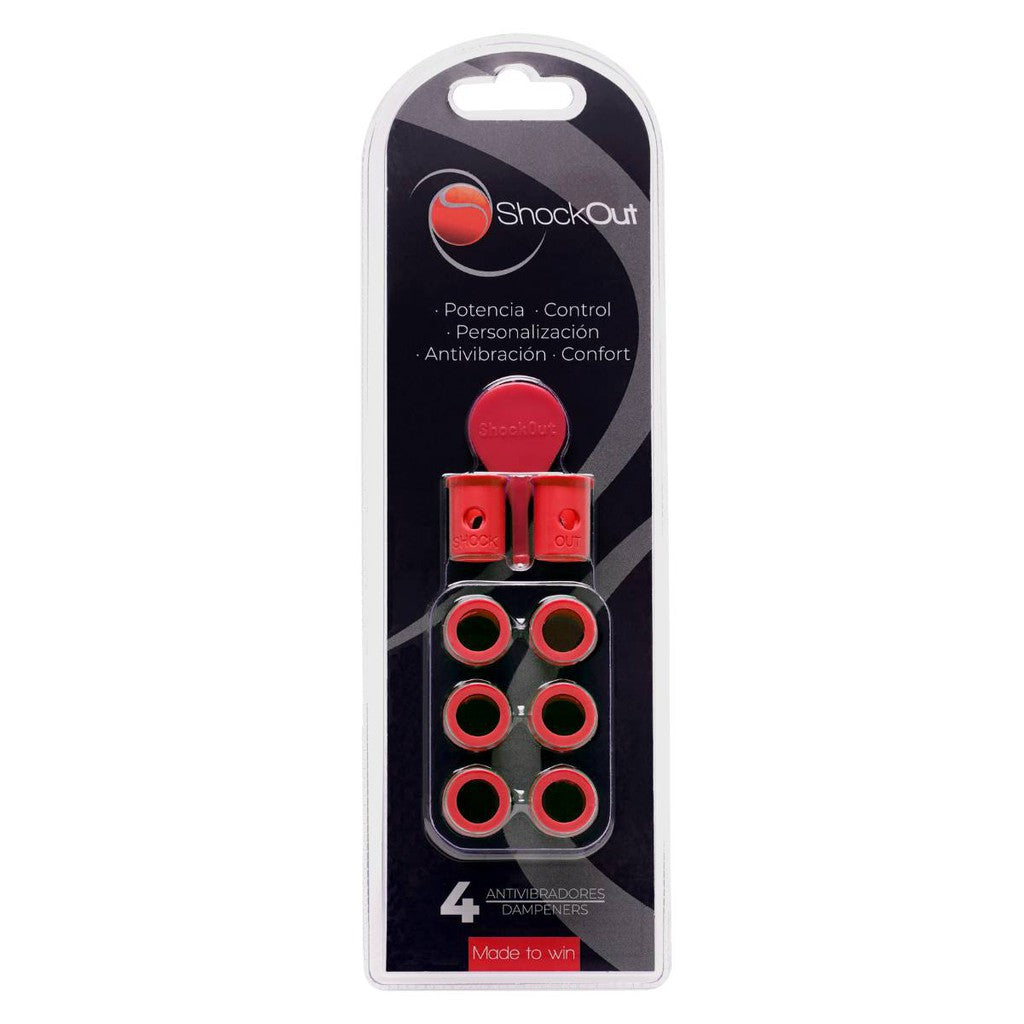 SHOCKOUT ANTIVIBRATOR TÄRINÄNVAIMENNIN PUNAINEN 4 KPL - Padeltarvikkeet - Boom Padel - Boom!padel