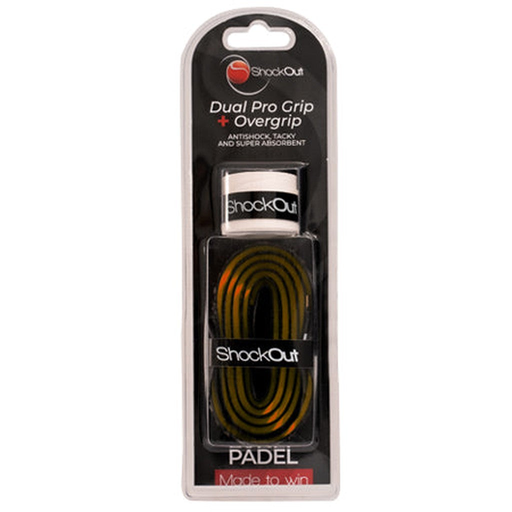 SHOCKOUT DUAL PRO GRIP + OVERGRIP MUSTA/ORANSSI - Padeltarvikkeet - Boom Padel - Boom!padel