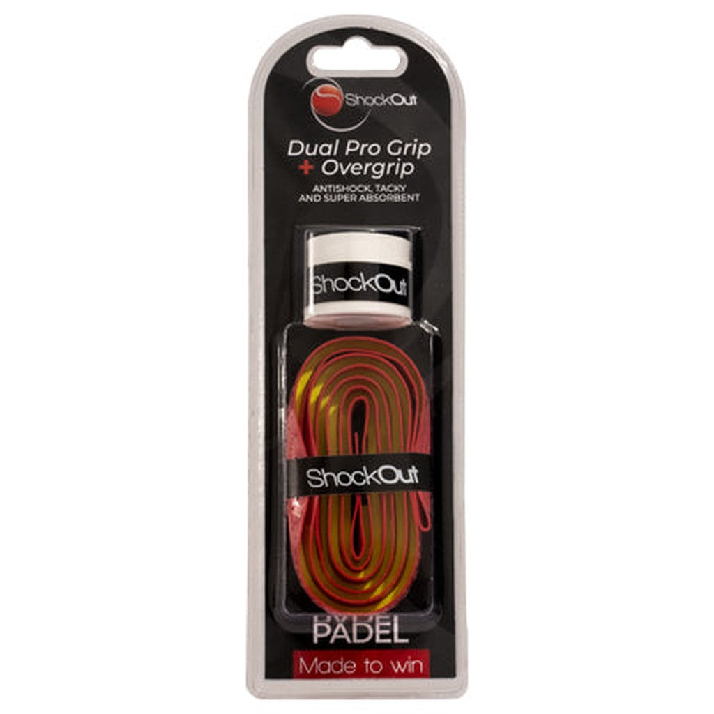 SHOCKOUT DUAL PRO GRIP + OVERGRIP PUNA/KELTA - Padeltarvikkeet - Boom Padel - Boom!padel