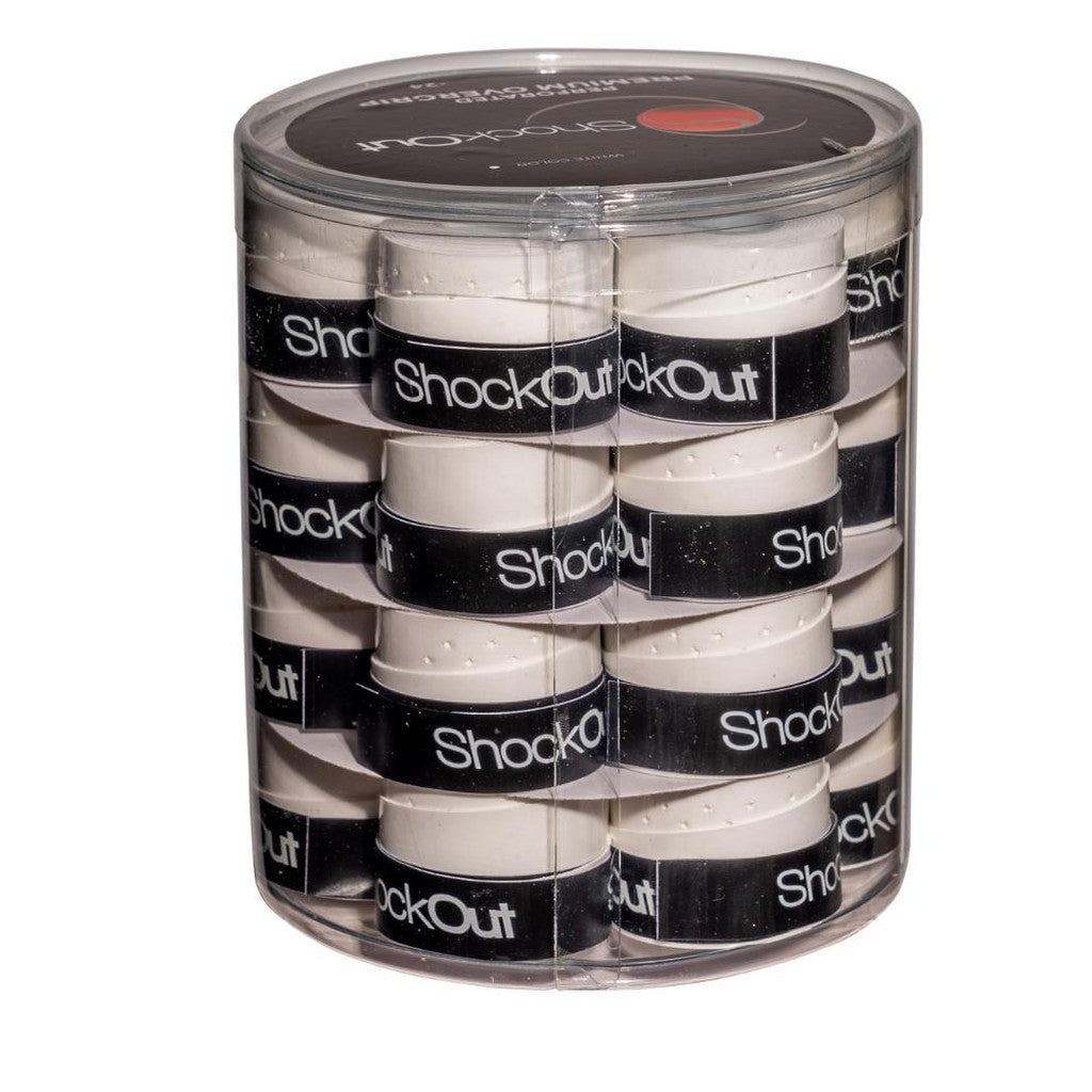 SHOCKOUT PREMIUM OVERGRIP PERFOROITU VALKOINEN 24 KPL - Padeltarvikkeet - Boom Padel - Boom!padel