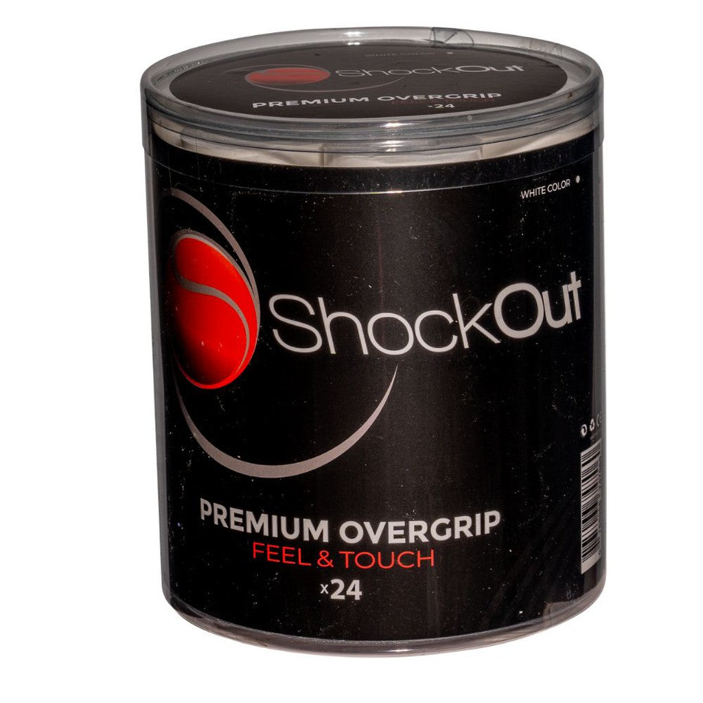 SHOCKOUT PREMIUM OVERGRIP PERFOROITU VALKOINEN 24 KPL - Padeltarvikkeet - Boom Padel - Boom!padel