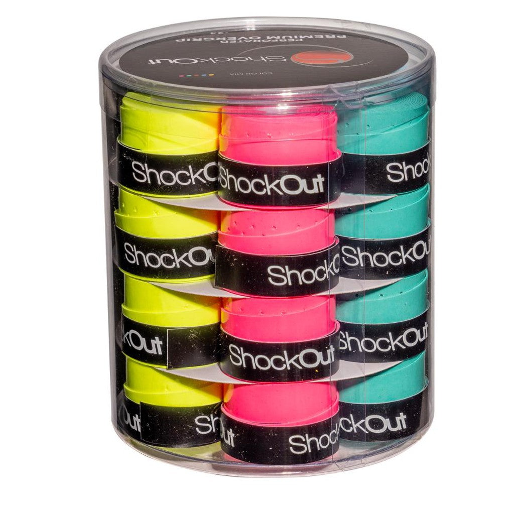 SHOCKOUT PREMIUM OVERGRIP PERFOROITU VÄRILAJITELMA 24 KPL - Padeltarvikkeet - Boom Padel - Boom!padel