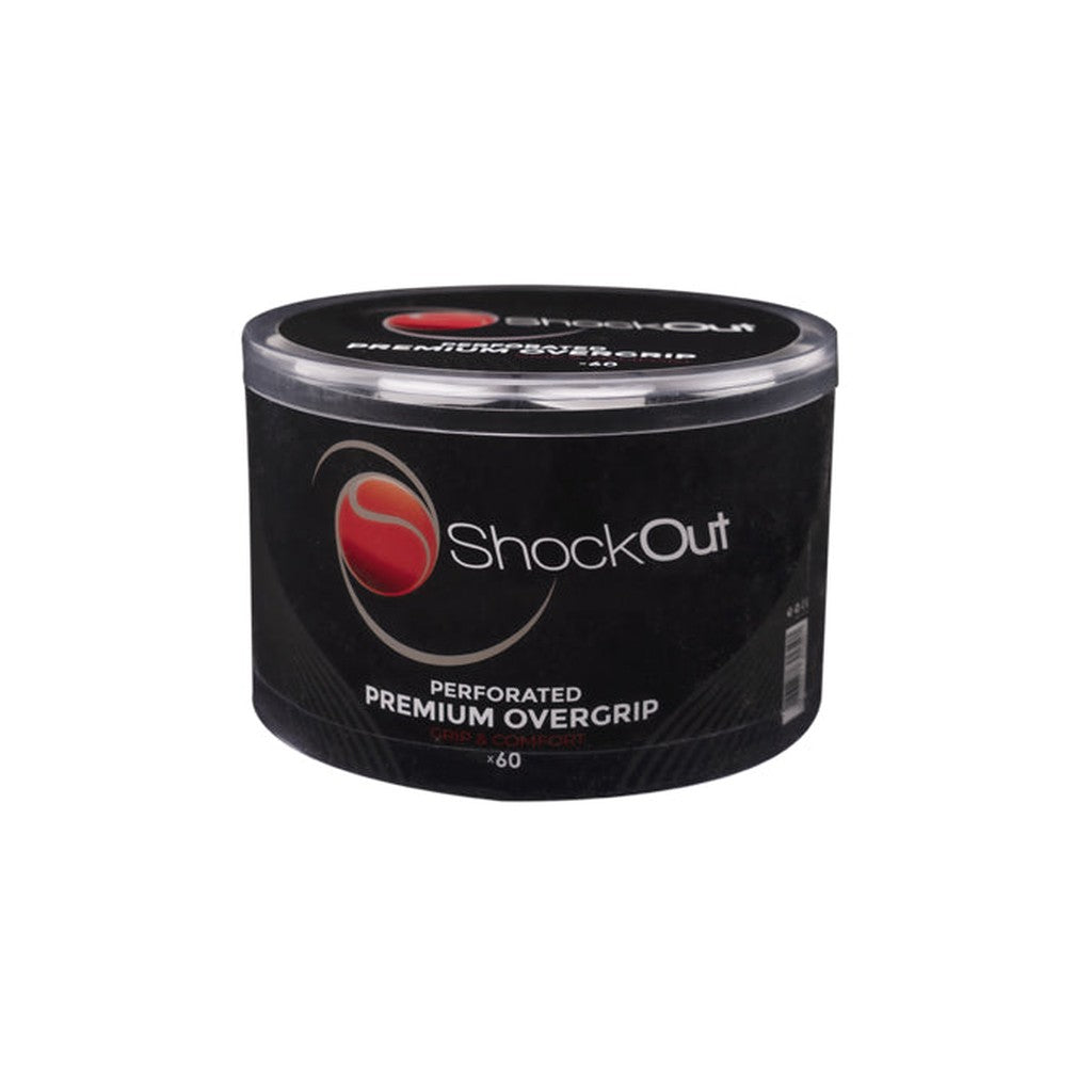 SHOCKOUT PREMIUM OVERGRIP PERFOROITU VALKOINEN 60 KPL - Padeltarvikkeet - Boom Padel - Boom!padel