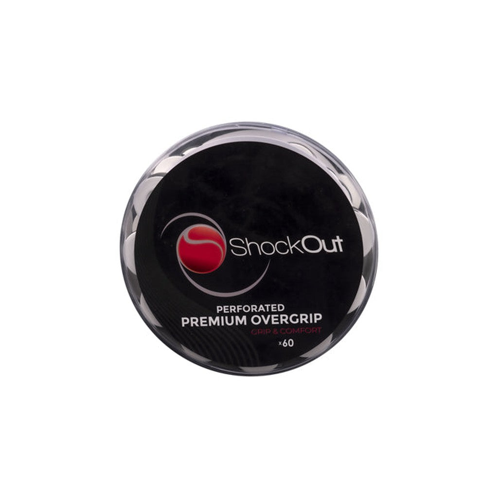 SHOCKOUT PREMIUM OVERGRIP PERFOROITU VALKOINEN 60 KPL - Padeltarvikkeet - Boom Padel - Boom!padel