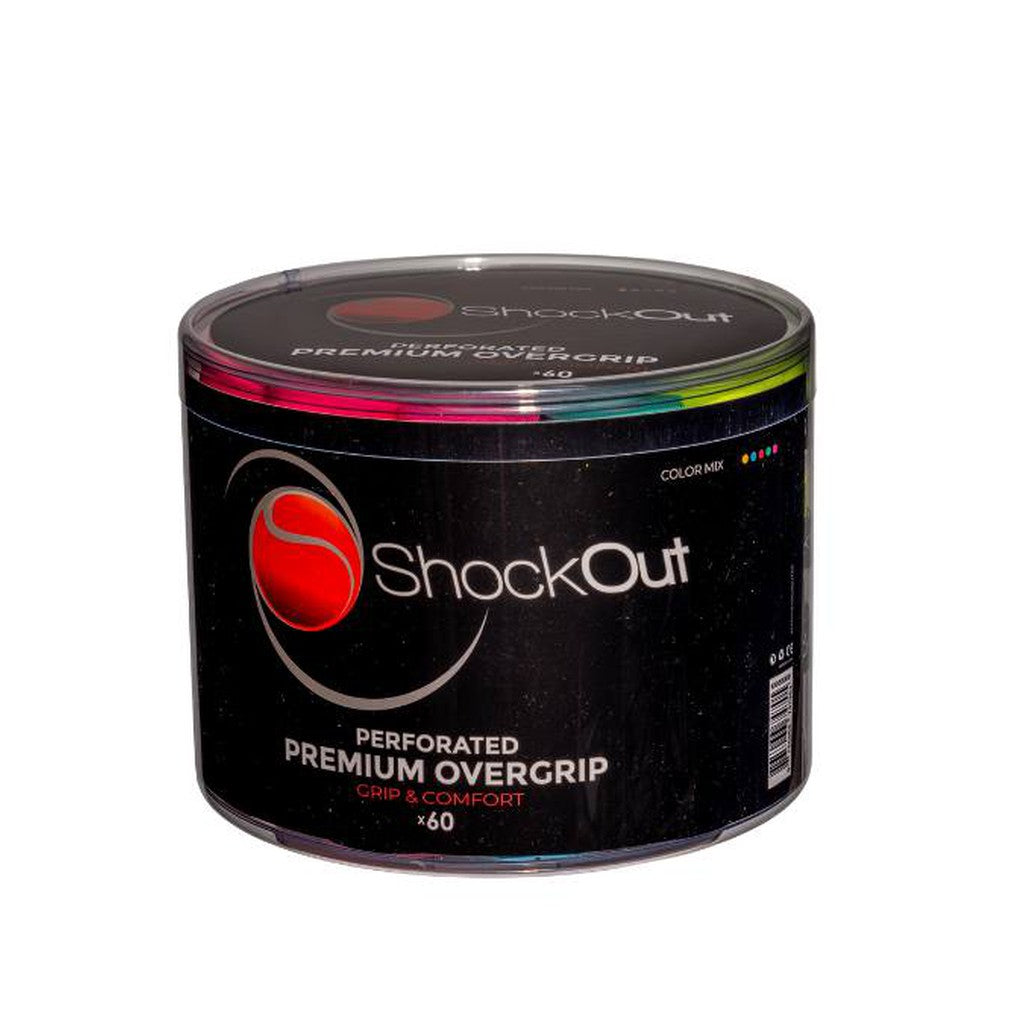 SHOCKOUT PREMIUM OVERGRIP PERFOROITU VÄRILAJITELMA 60 KPL - Padeltarvikkeet - Boom Padel - Boom!padel