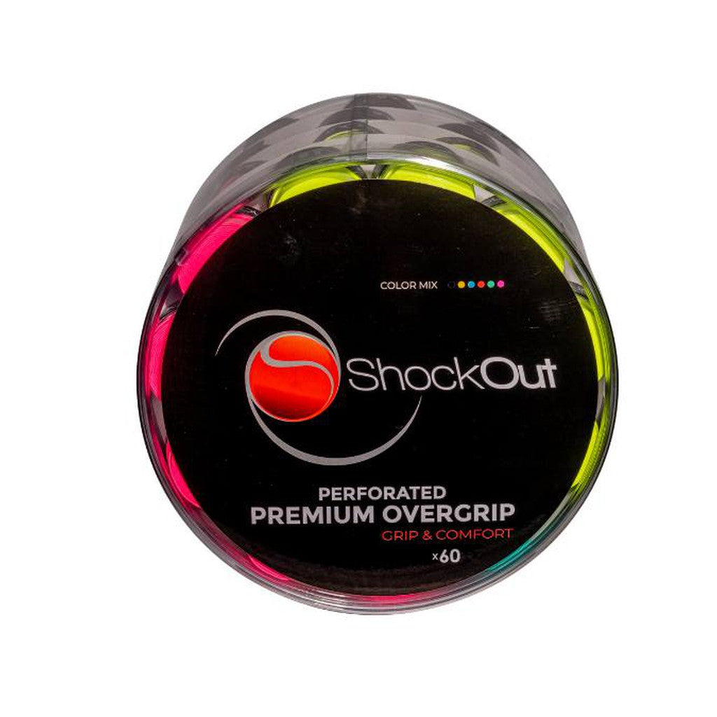 SHOCKOUT PREMIUM OVERGRIP PERFOROITU VÄRILAJITELMA 60 KPL - Padeltarvikkeet - Boom Padel - Boom!padel
