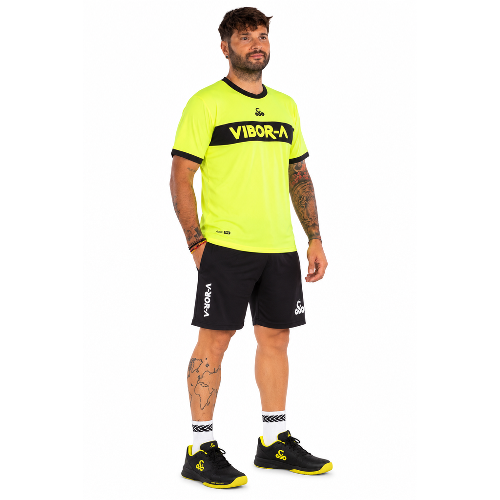 VIBOR-A POISON PRO PELIPAITA KELTA/MUSTA - Padelvarusteet - Boom Padel - Boom!padel