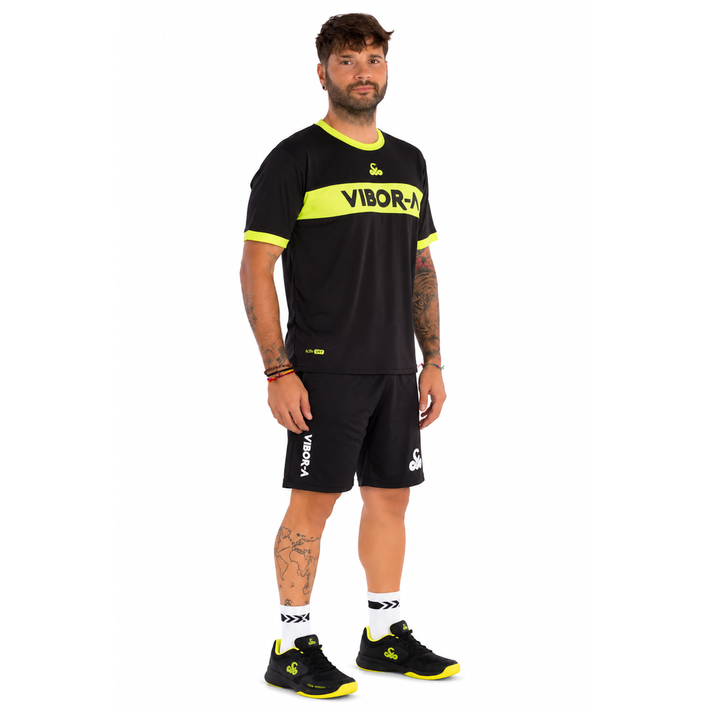 VIBOR-A POISON PRO PELIPAITA MUSTA/KELTA - Padelvarusteet - Boom Padel - Boom!padel