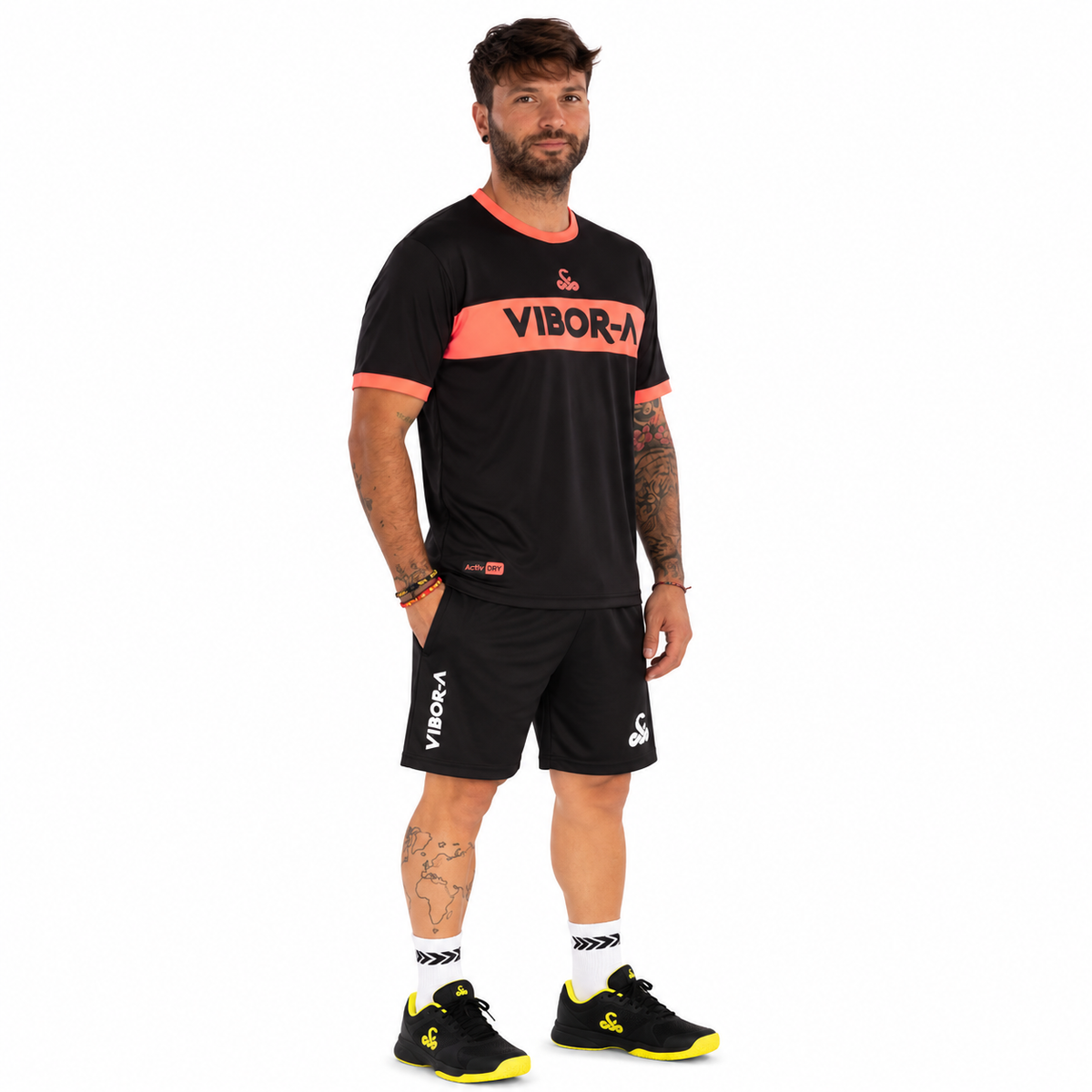 VIBOR-A POISON PRO PELIPAITA MUSTA/KORALLI - Padelvarusteet - Boom Padel - Boom!padel