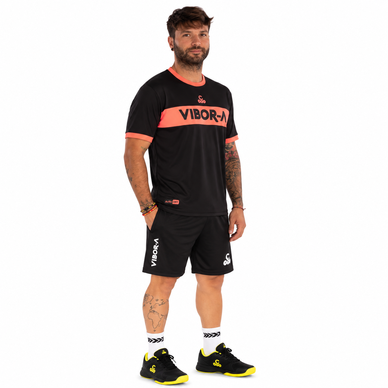 VIBOR-A POISON PRO PELIPAITA MUSTA/KORALLI - Padelvarusteet - Boom Padel - Boom!padel