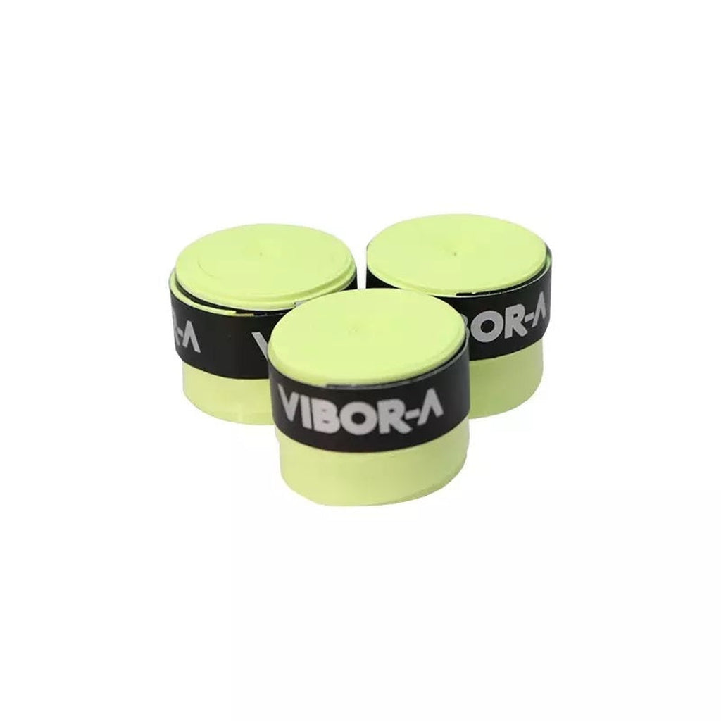 VIBOR-A OVERGRIP MIKROREI'ITETTY KELTAINEN FLUORI 3-PACK - Padeltarvikkeet - Boom Padel - Boom!padel